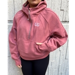 Scuba Oversized Half-Zip Hoodie - Brier Rose