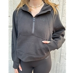 Scuba Oversized Half-Zip Hoodie - Black