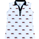 White Repeating Gryphons Women's Sleeveless Rolo Polo