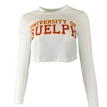 White University of Guelph Longsleeve Cropped Tee