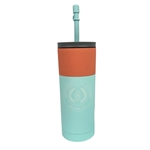 Teal/Orange 20OZ Circle Crest Superb Sippy Bottle W/ Straw
