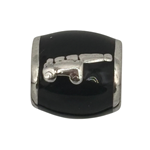 Bead - Silver Cannon on Black