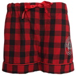 Circle Crest Flannel Sleep Short - Red and Black