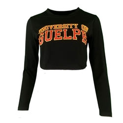 Black University of Guelph Longsleeve Cropped Tee