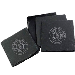 Circle Crest Slate Coaster Set