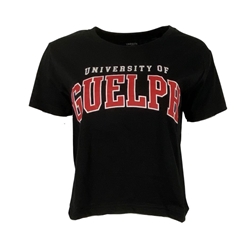 Black University of Guelph Cropped Short Sleeve Tee