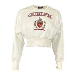 White Retro Crest Cropped Crew
