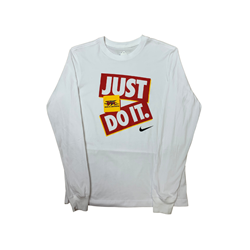 GRYPHONS NIKE WHITE DRI-FIT COTTON LONG SLEEVE TEE - "JUST DO IT"