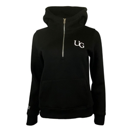 Black Women's UG Funnel Neck 1/4 Zip Hoodie