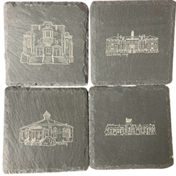 Campus Building Slate Coaster Set