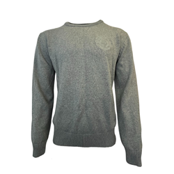 Intarsia Circle Crest Crew - Grey