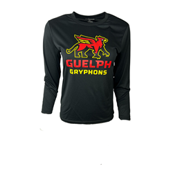 Youth Black Gryphons Stacked Long-Sleeve Performance Tee