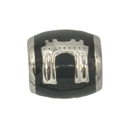 Bead - Silver Portico on Black