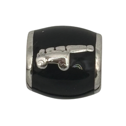 Bead - Silver Cannon on Black