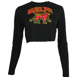 Gryphon Cropped Long Sleeve Tee - Black