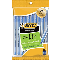 BIC 10 Pack Round Stick - Blue