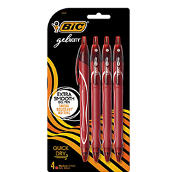 BIC Gelocity 4 Pack - Red