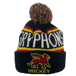 Stacked Gryphons Hockey Pom Toque - Black